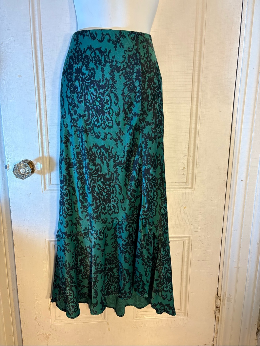 Arsenic Green bias skirt vintage Anthropologie medium cocktail party